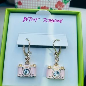 Betsey Johnson Pink Camera Earrings